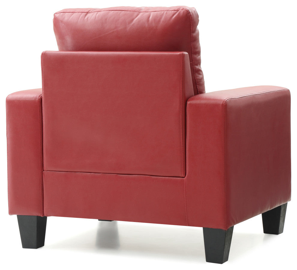 Newbury Faux Leather Club Chair, Red
