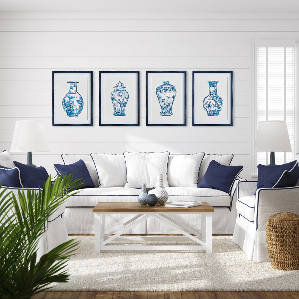 Ornamental Urns In Blue Gallery, Set of 4