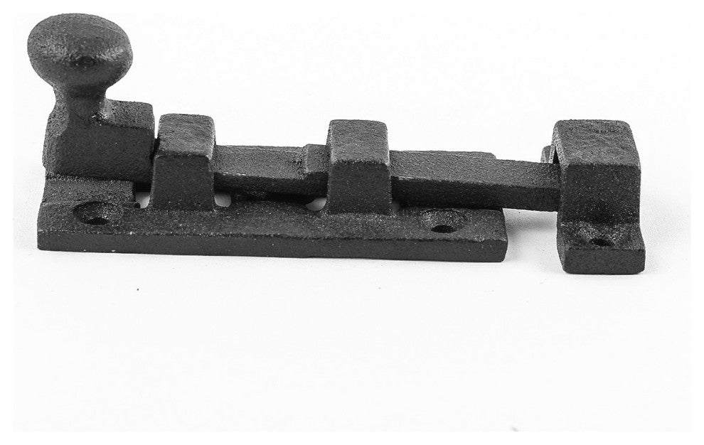 Black Wrought Iron Slide Bolt 3.5" Wide Rustproof Finish Door Bolt