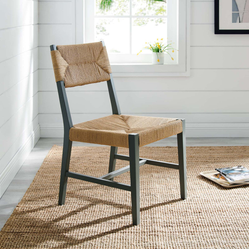Side Dining Chair, Gray Natural, Wood, Modern, Cafe Bistro Hospitality