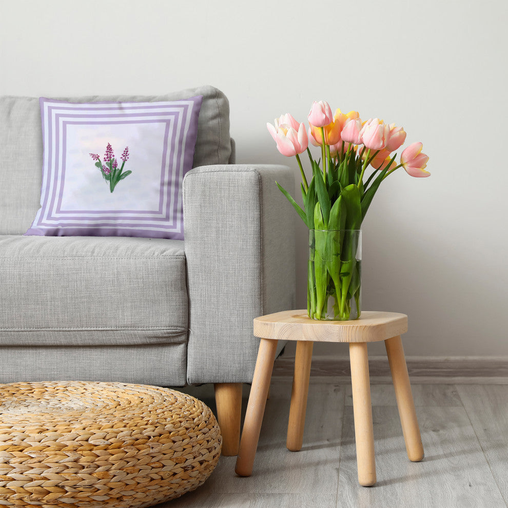 Framed Bouquets Decorative Throw Pillow, Light Purple, 26"x 26"