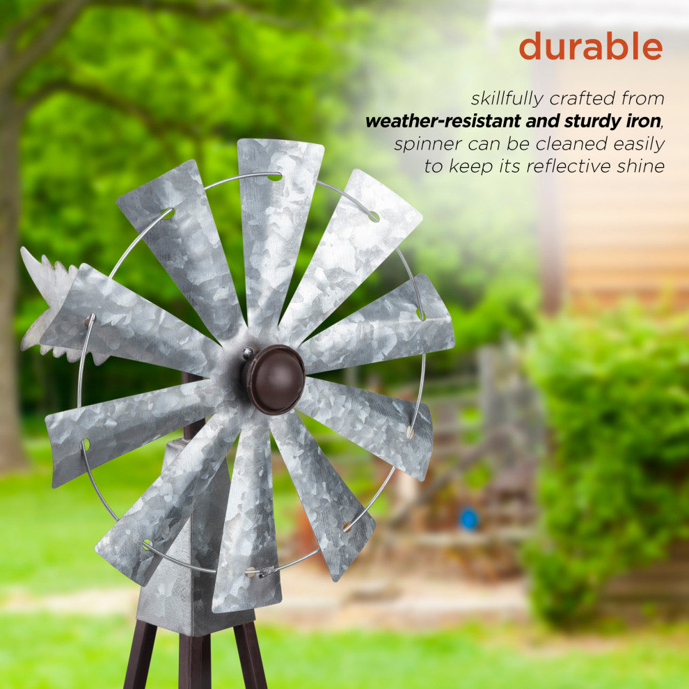 Rustic Bronze and Silver Metal Mini Windmill