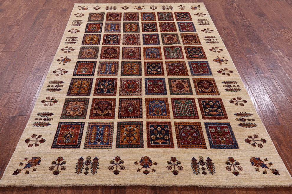 Persian Garden Design Handmade Wool Rug 5' 7" X 7' 10" - Q12295