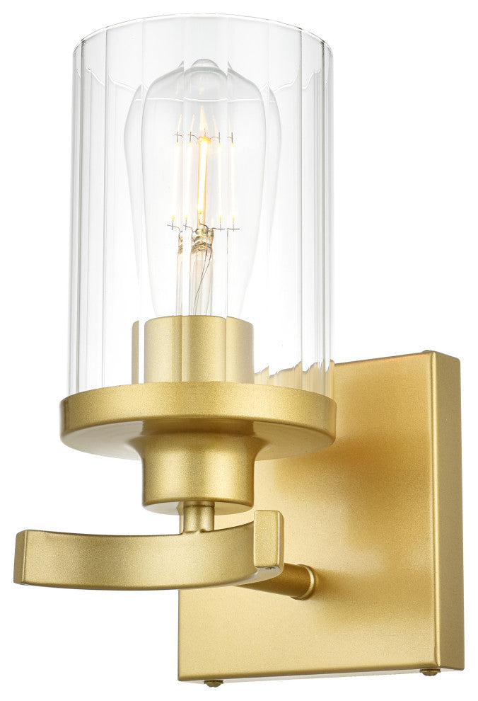 1 Light Brass And Clear Bath Sconce