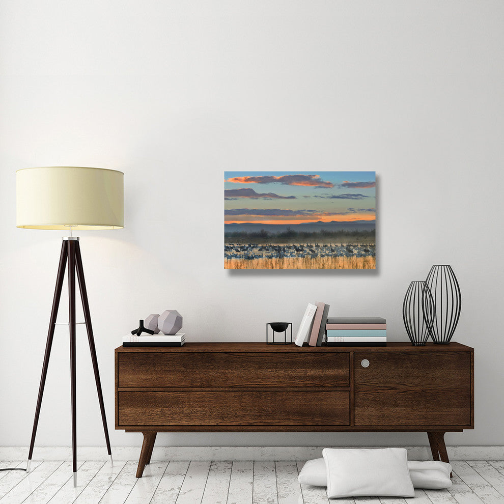 "Snow Geese and Sandhill Cranes, New Mexico" Paper Art, 36"x24"