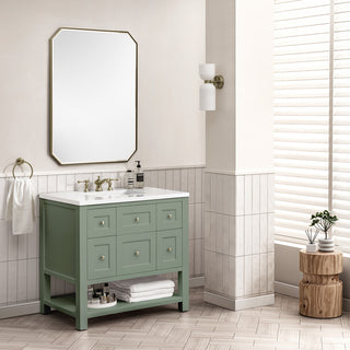 Breckenridge 36" Single Vanity, Smokey Celadon,  White Zeus Quartz Top