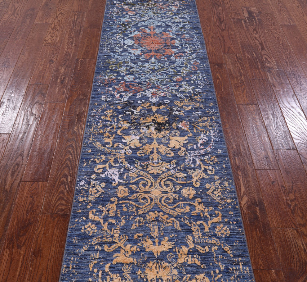 Runner Modern Handmade Wool and Silk Rug 2' 6" X 12' 0" Q11822
