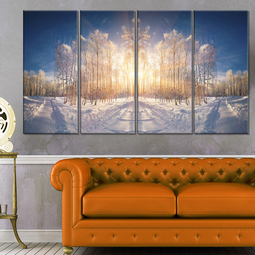 "Horizontally Flipped Winter Land" Wall Art, 48"x28", 4-Panels
