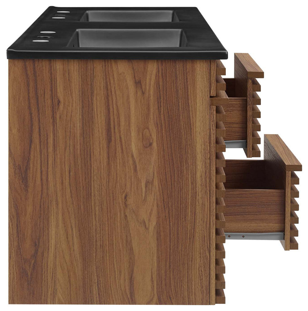 Render 48" Wall-Mount Bathroom Vanity, Walnut Black