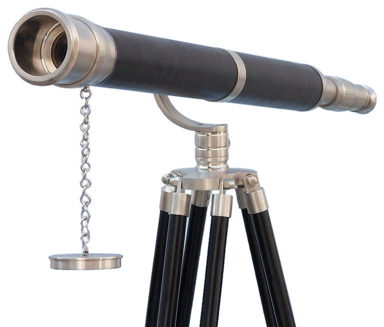 Floor Standing Brushed Nickel With Leather Galileo Telescope 65''