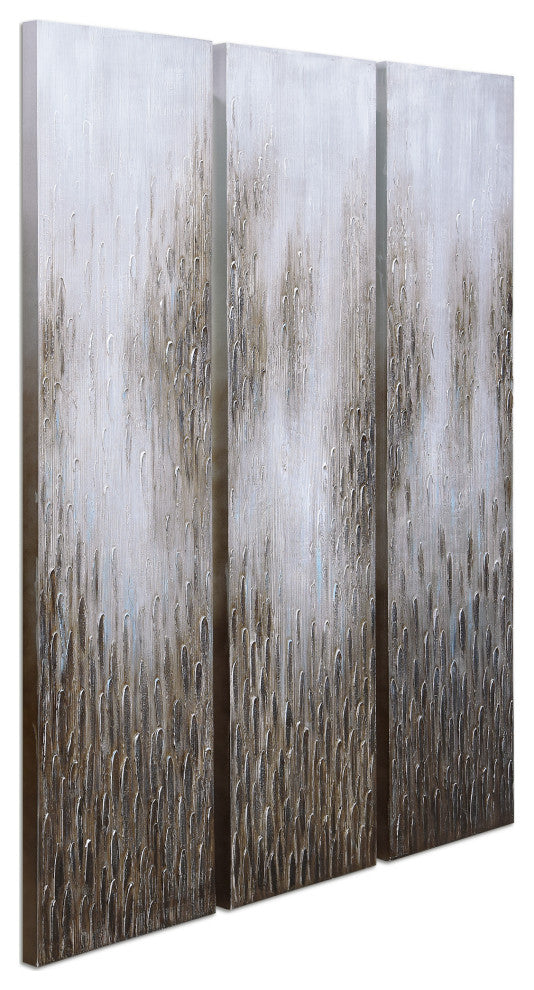 Dreamy Textured Metallic Hand Painted Abstract Wall Art Set of 3