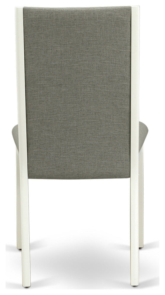 3Pc Wood Dining Set, Round Table, 2 Chairs, Shitake Chairs Seat, Linen White