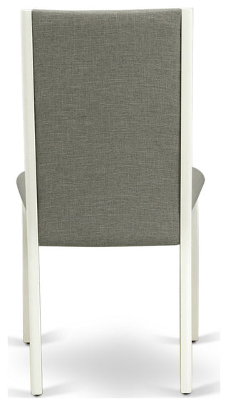 3Pc Wood Dining Set, Round Table, 2 Chairs, Shitake Chairs Seat, Linen White