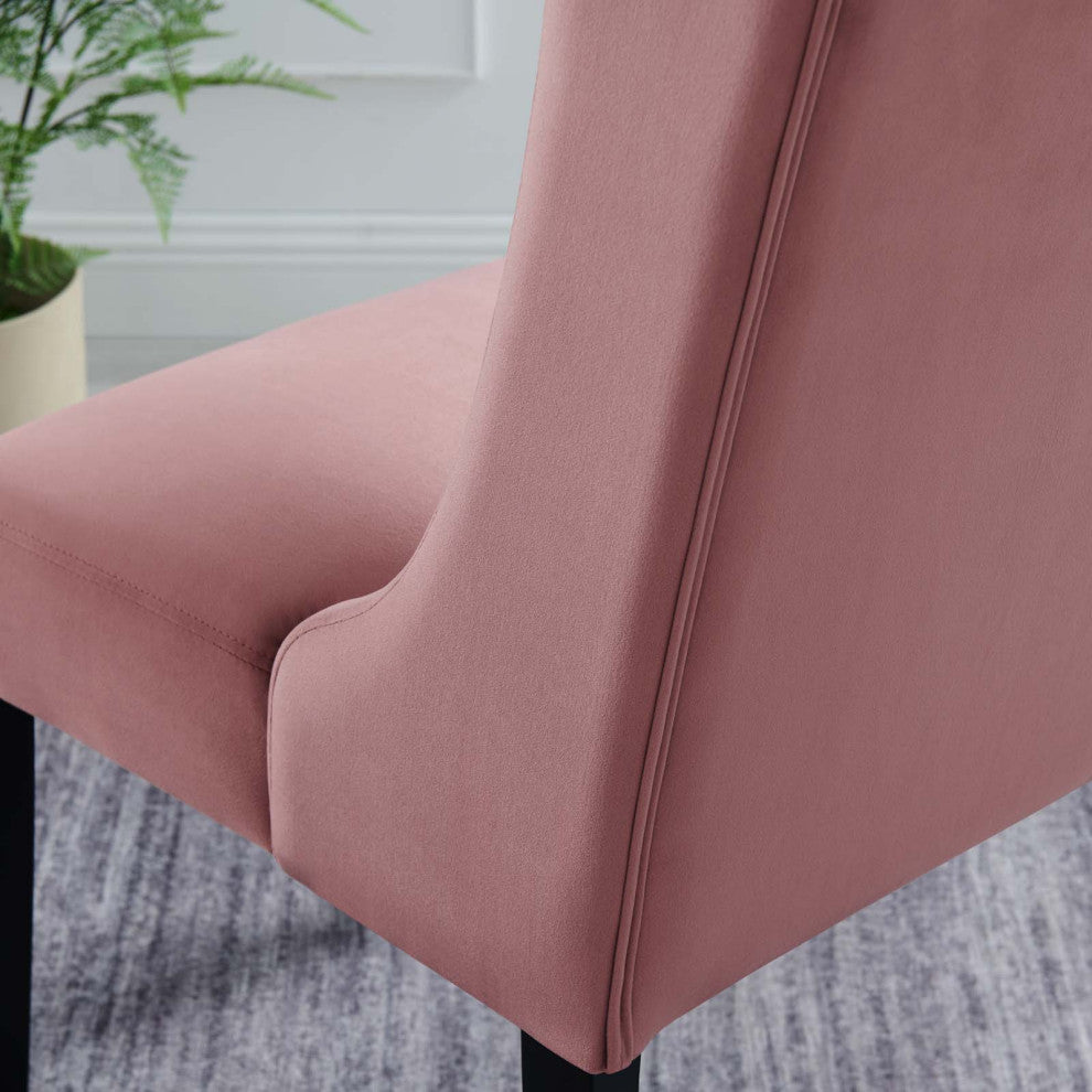 Side Dining Chair, Set of 2, Pink, Velvet, Modern, Cafe Bistro Hospitality