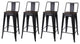 Black Middle Back Metal Barstools With Wooden Seat, Set of 4