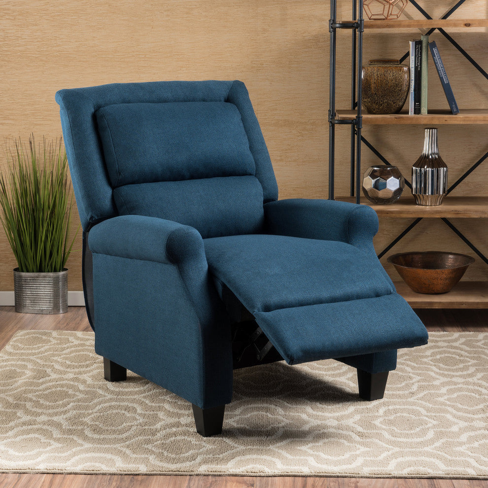 GDF Studio Monica Dark Blue Fabric Recliner