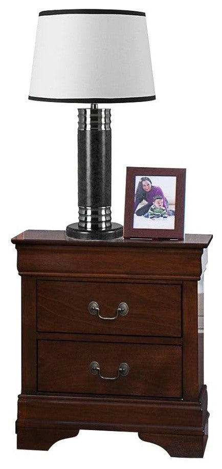 5-Piece Modern Queen Bed, Dresser, Mirror, 2 Nightstand, Burnish Cherry