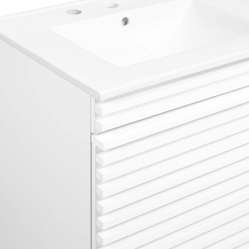 Render 48" Wall-Mount Bathroom Vanity, White White