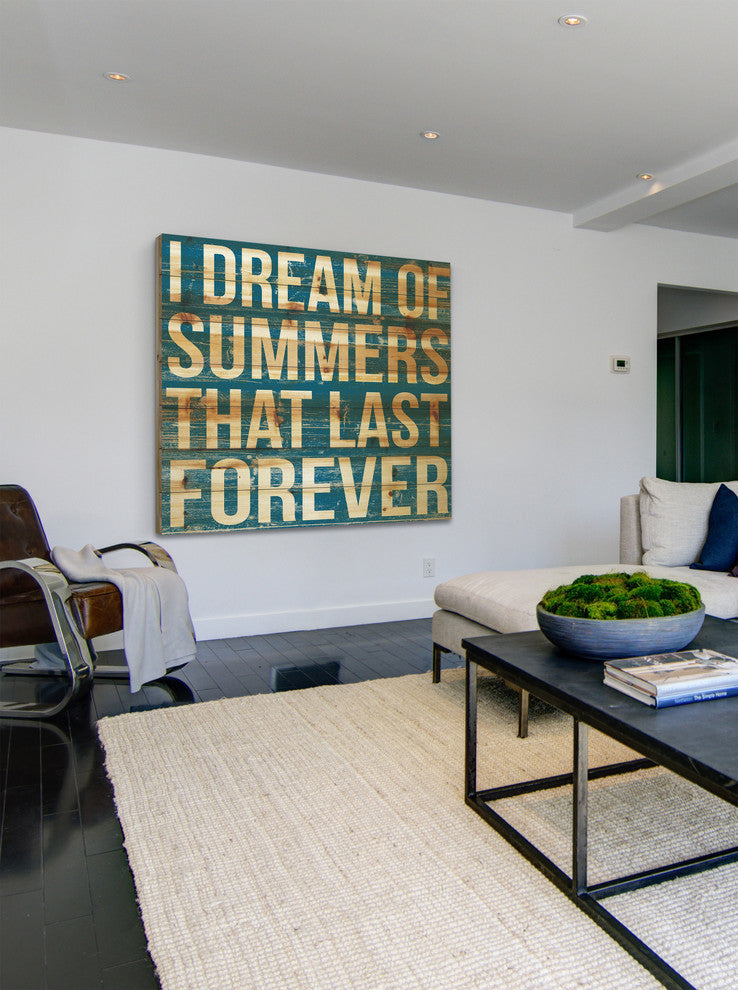 "I Dream of Summers" Painting Print on Natural Pine Wood, 40"x40"