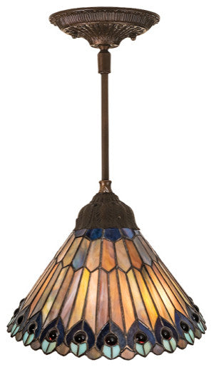 Meyda lighting 48926 12"W Tiffany Jeweled Peacock Pendant