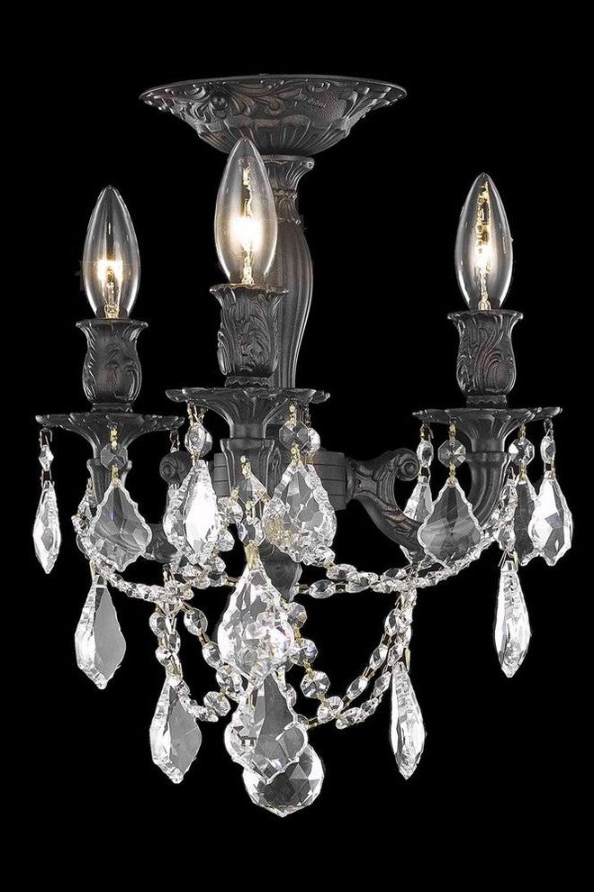 Elegant Rosalia Flush Mount, Dark Bronze Finish With Royal Cut Crystal