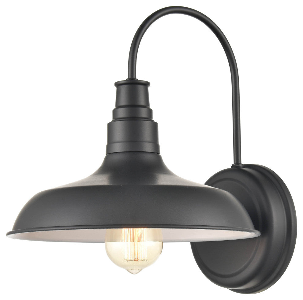 1 Light 11 in. Powder Coat Black Outdoor