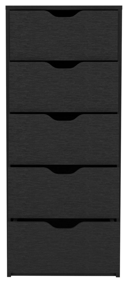 Houma 5 Drawers Narrow Dresser, Black