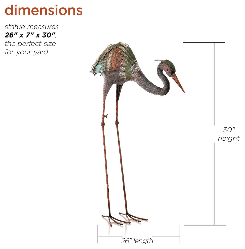 Alpine Crane Stake Statue, 31" Tall
