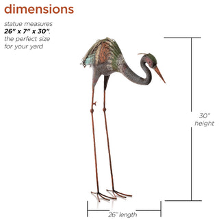 Alpine Crane Stake Statue, 31" Tall