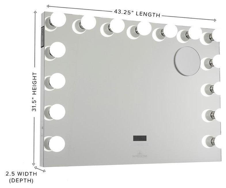 Hollywood Premiere Pro Vanity Mirror, White, Bluetooth