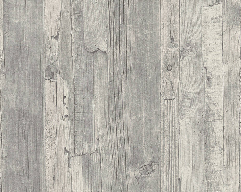 Faux Textured Wallpaper Wood, 954054, Gray Brown Beige, Sample