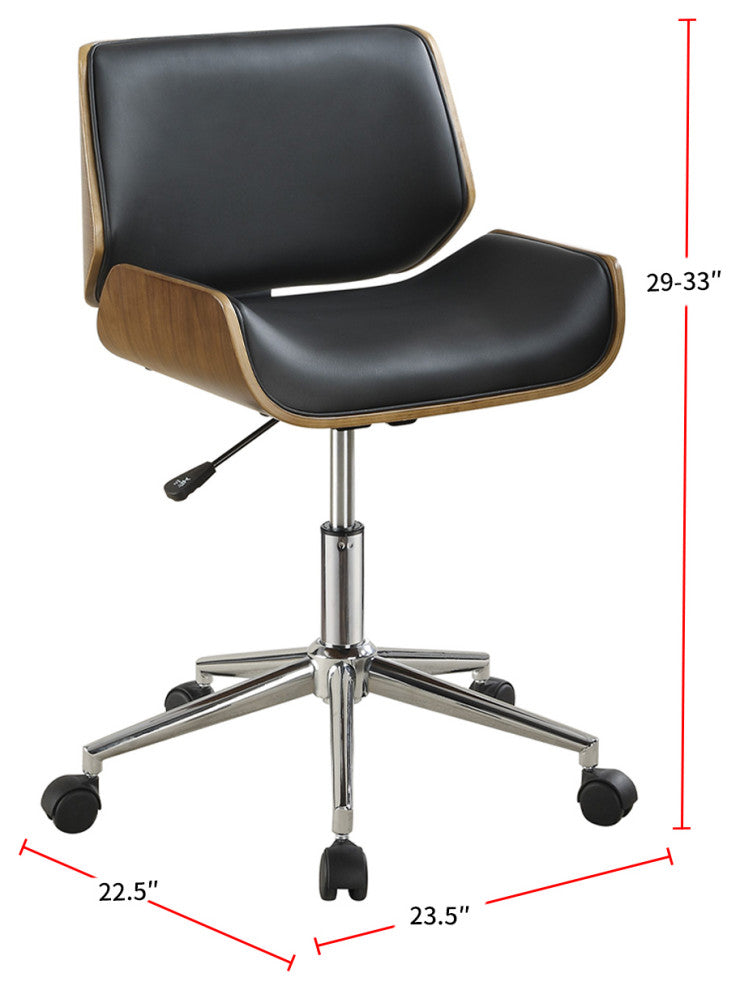 Adjustable Height Office Chair, Black And Chrome
