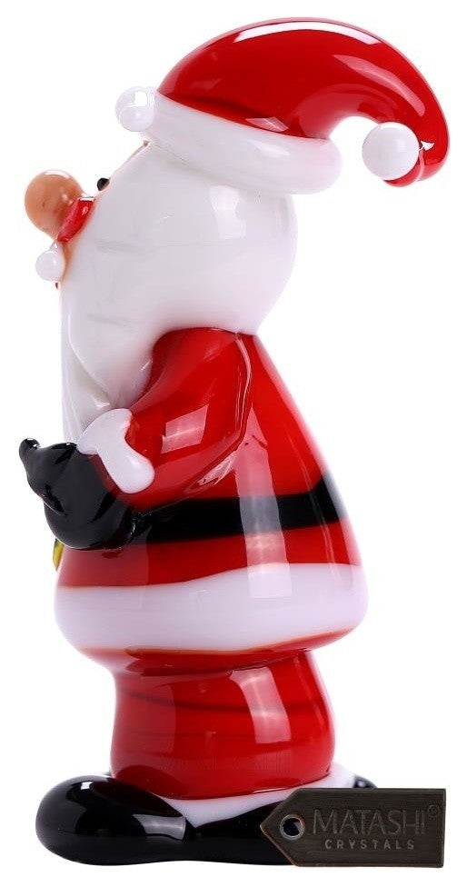 Murano Christmas Winter Decorative Glass Standing Santa Figurine