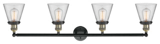 Small Cone 4-Light Bath Fixture, Clear Glass, Black Antique Brass