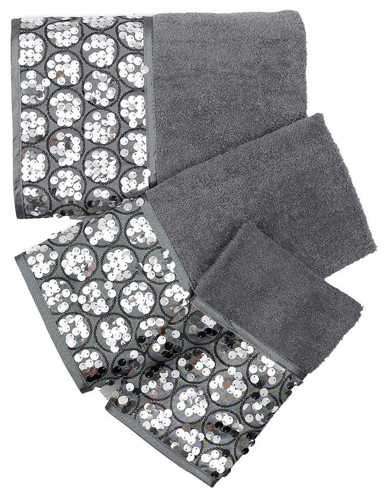 Popular Bath Sinatra Silver Bath Accessories 3 Piece Bath Towel Set (Bath Towel