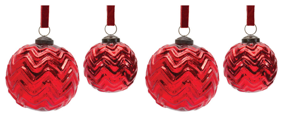 Mercury Glass Ball Ornament, 4-Piece Set