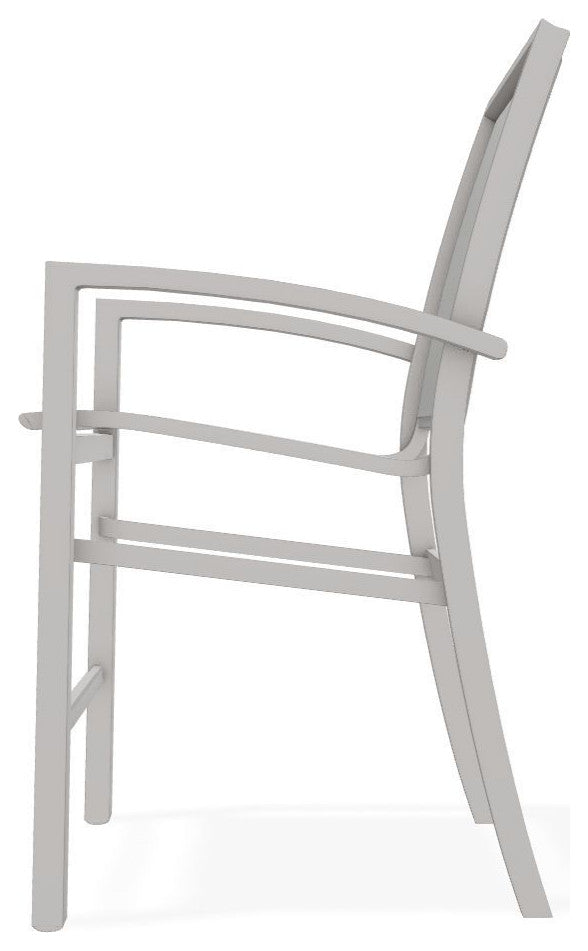 Kendall Sling Balcony Height Stackable Outdoor Stool, Alloy/Warm Gray