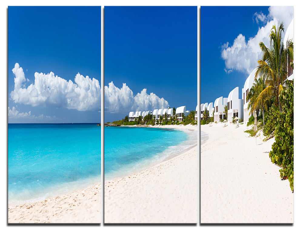 "Caribbean Beach Panorama" Photo Canvas Art Print, 3 Panels, 36"x28"