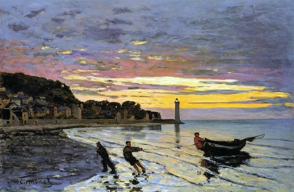 Claude Oscar Monet Hauling a Boat Ashore Honfleur Gallery Wrapped Canvas Print