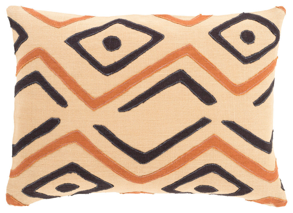 Surya Nairobi NRB-008 13"x19" Pillow Kit, Black/Beige/Burnt Orange