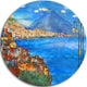 Saturday Night Sea, Landscape Painting Disc Metal Artwork, 36"