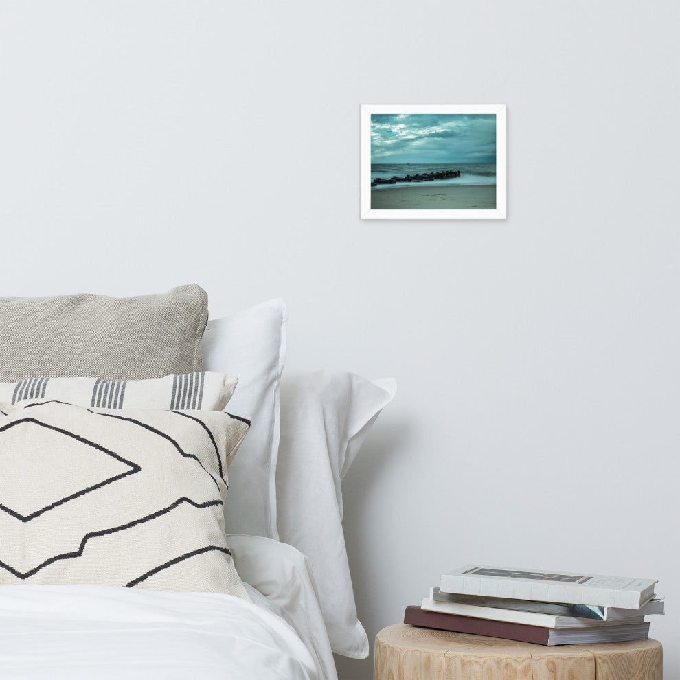 Blue Morning at Rehoboth Coastal Landscape Framed Photo Paper Wall Art Prints, White, 8" X 10"