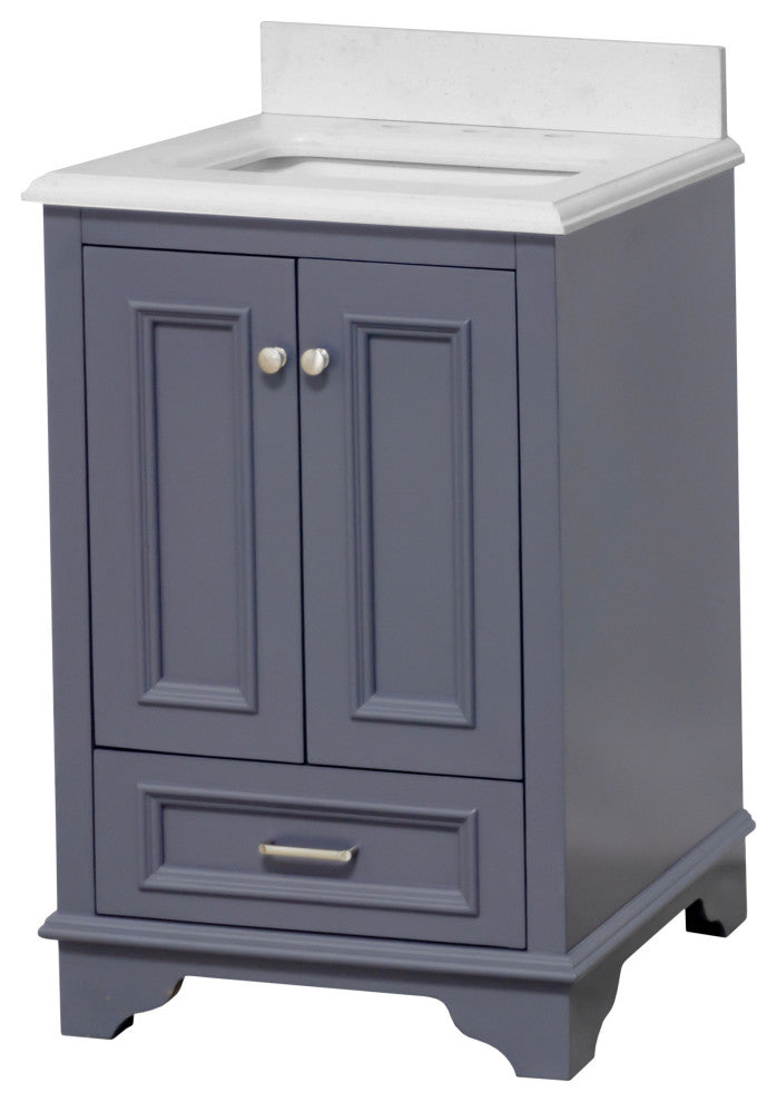 Nantucket 24" Bathroom Vanity, Marine Gray, Quartz