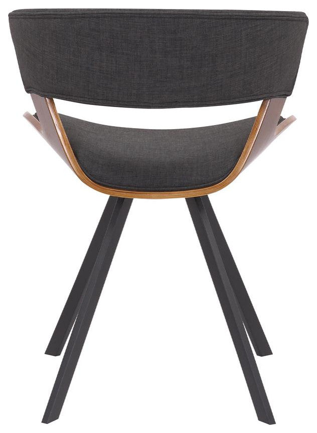 Ulric Wood and Metal Modern Dining Room Accent Chair, WALNUT