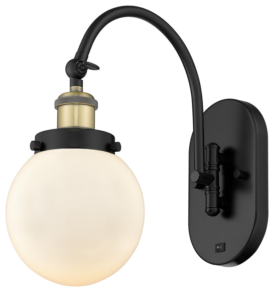 Innovations 918-1W-BAB-G201-6-LED Beacon 1 Light Sconce, Black Antique Brass