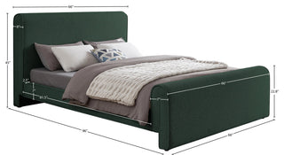 Stylus Black Boucle Fabric Full Bed, Green, Queen