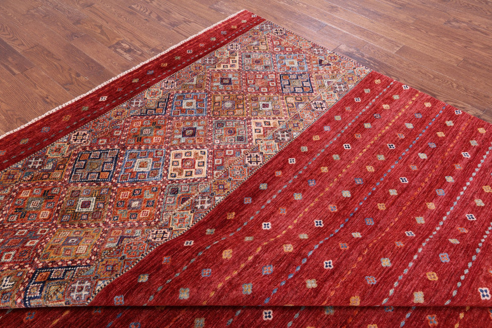 8' 2" X 11' 6" Khorjin Super Kazak Hand-Knotted Rug Q10743