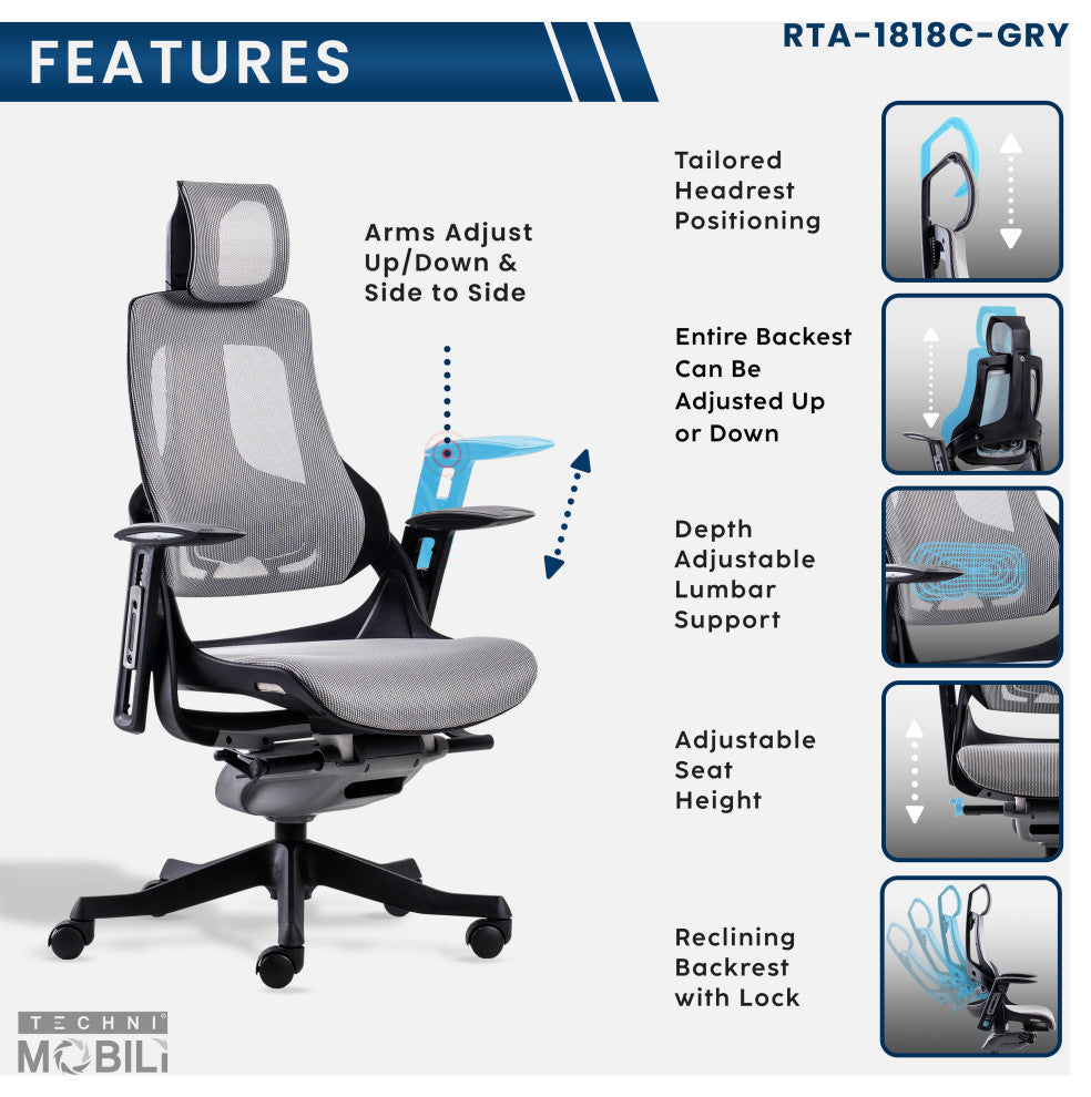 Lux Ergonomic Executive Chair, Gray