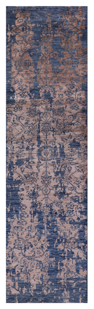 Runner Wool and Silk Persian Modern Hand-Knotted Rug 2' 8" X 9' 11" Q6305