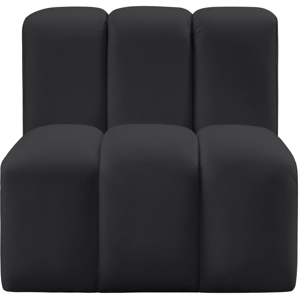 Arc Upholstered Modular Component, Black, 1-Piece: Straight Chair, Vegan Leather